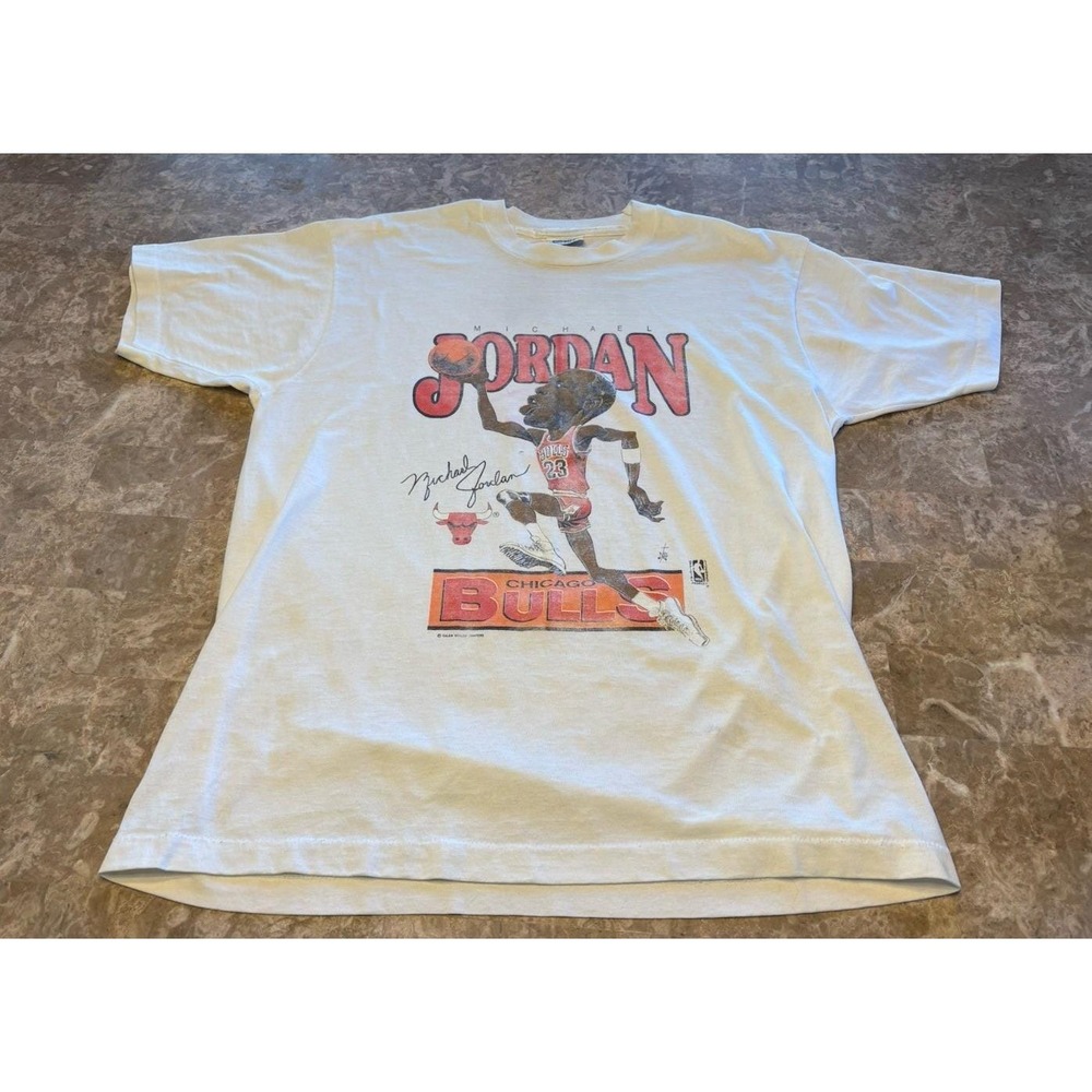 Vintage Michael Jordan T-Shirt Size XL Chicago Bulls NBA Salem Caricature